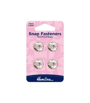 Haberdashery Accessories / Snap Fasteners Rust Proof Silver Set of 4 - 15mm