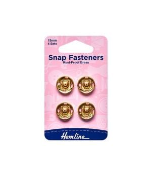 Haberdashery Accessories / Snap Fasteners Rust Proof Gold Set of 4 - 15mm