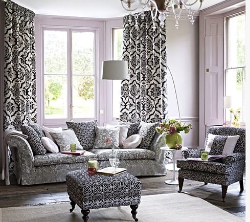 Luxurious interiors using damask fabric