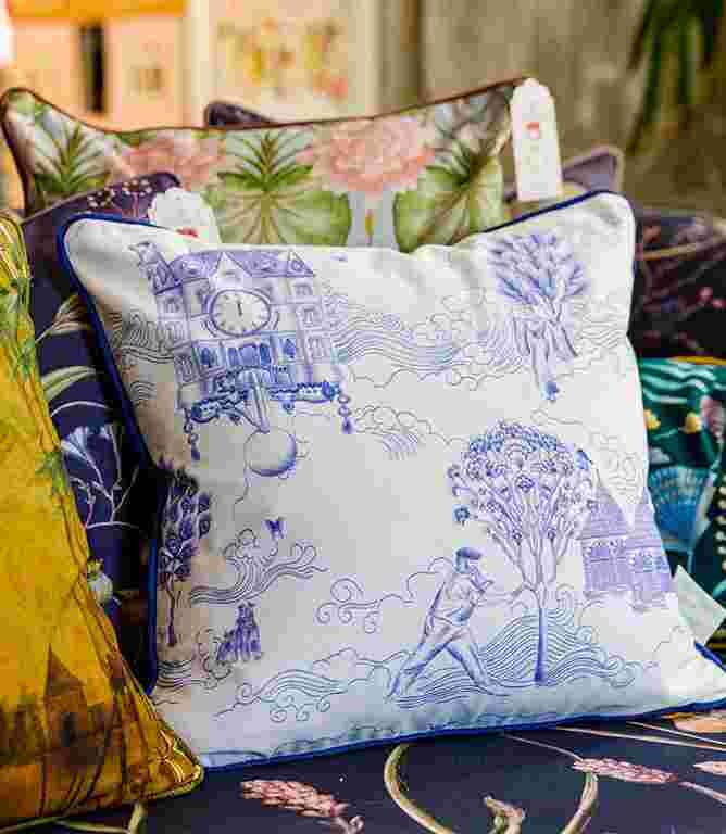 Toile Du Chateau Bleu Cushion Toile Du Chateau Bleu Cushion