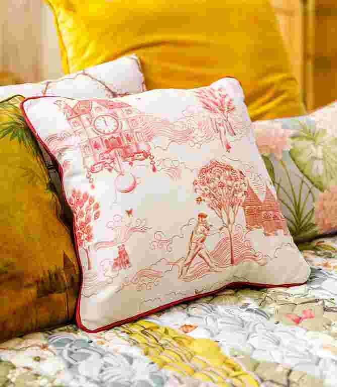 Toile Du Chateau Rouge Cushion Toile Du Chateau Rouge Cushion