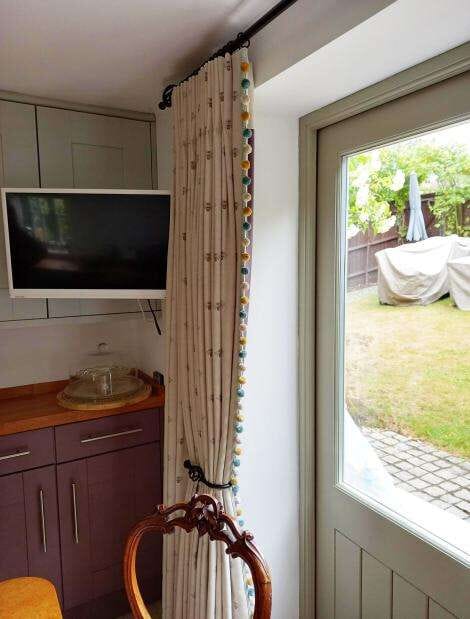 JF Bees Linen Curtains with Trim