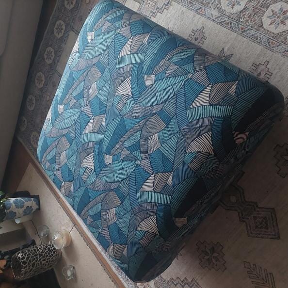 Upholstered Footstool in Definity Fabric