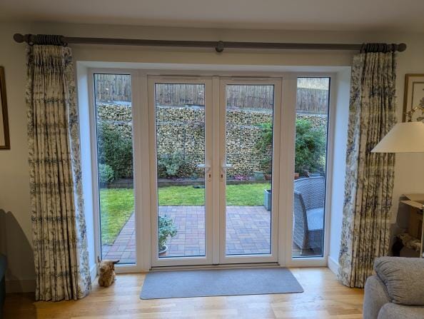 Triple Pleat Curtains in Camille Pervenche