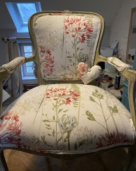 Floral French Armchair in Country Journal Linen