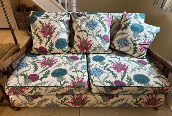 Beautiful Upholstered Sofa in Thistle Fabric