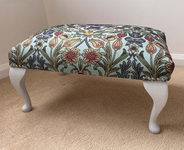 Traditional Ruskin Duck Egg Footstool