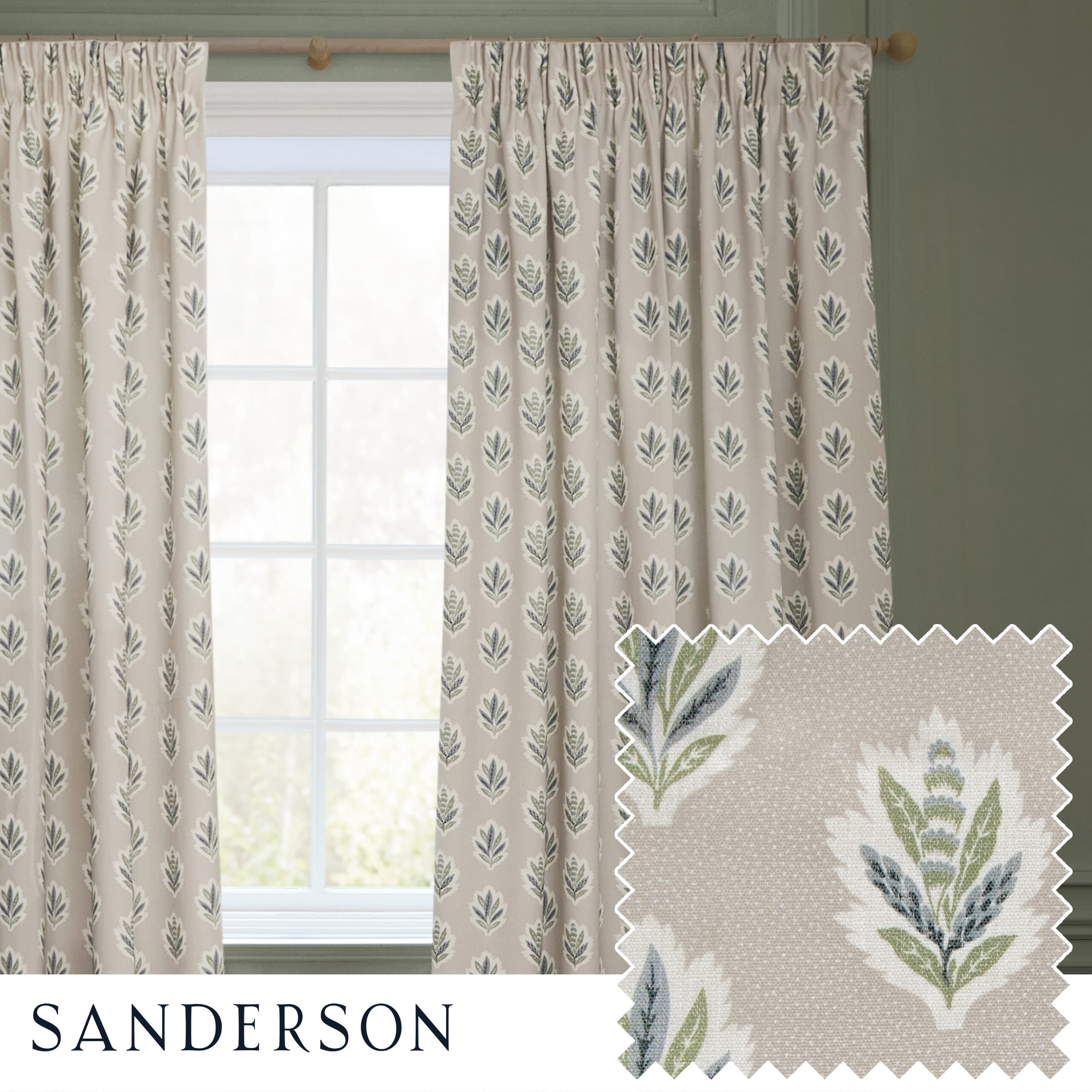 Sanderson Curtains / Sessile Leaf Flax