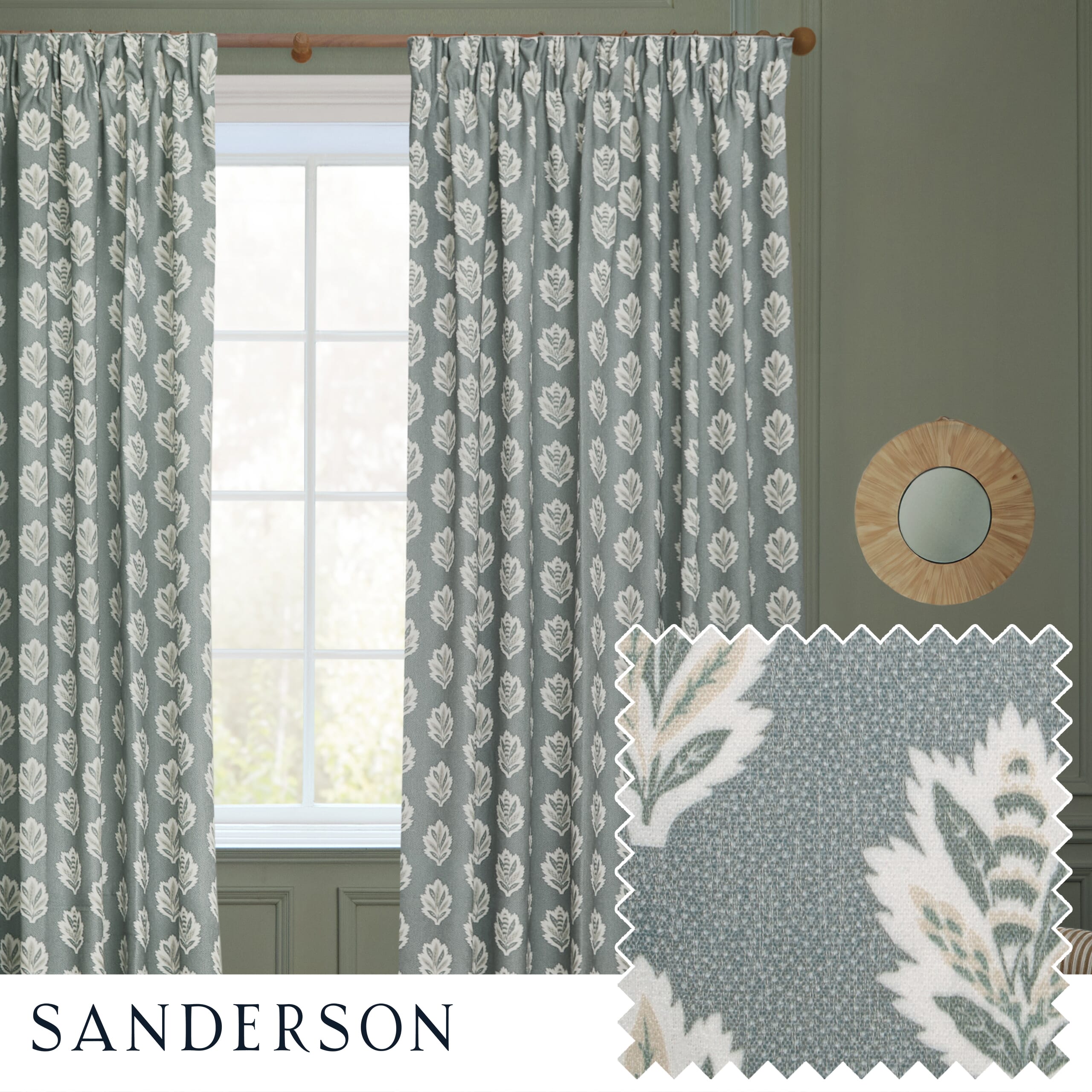 Sanderson Curtains / Sessile Leaf Delph Blue