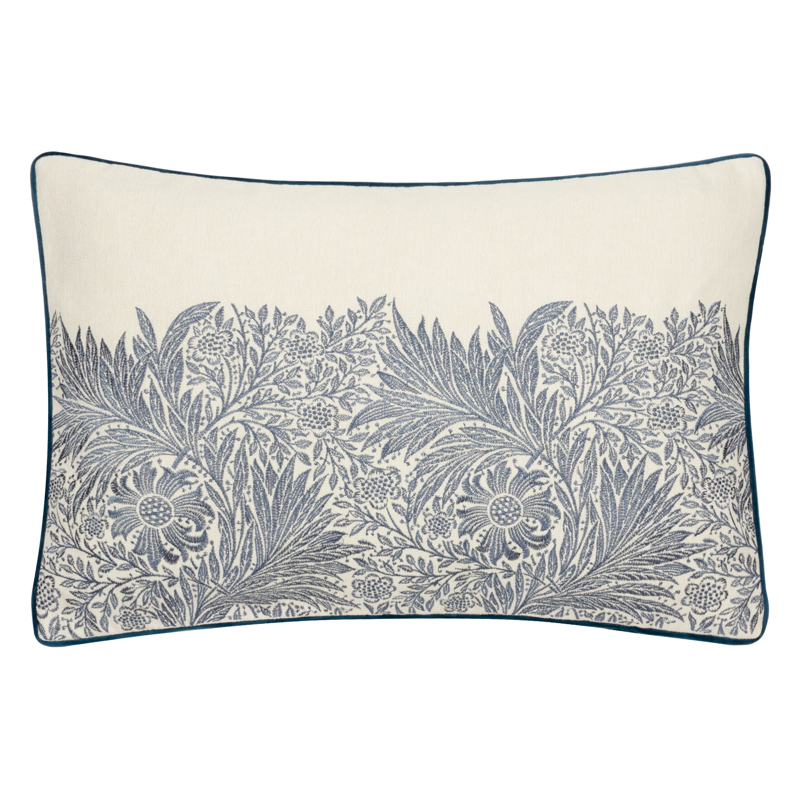 William Morris Cushions / Marigold Embroidered Indigo Cushion