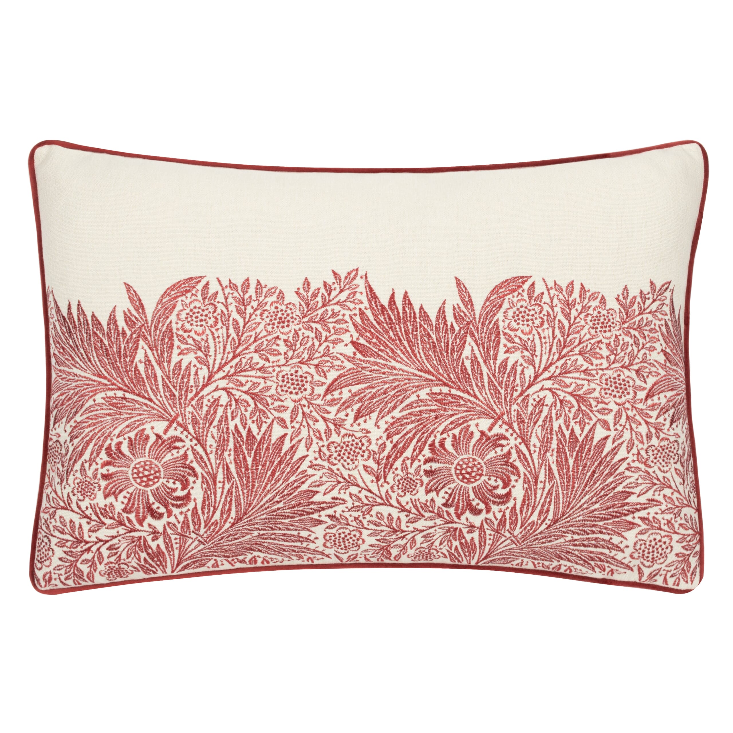 William Morris Cushions / Marigold Embroidered Russet Cushion