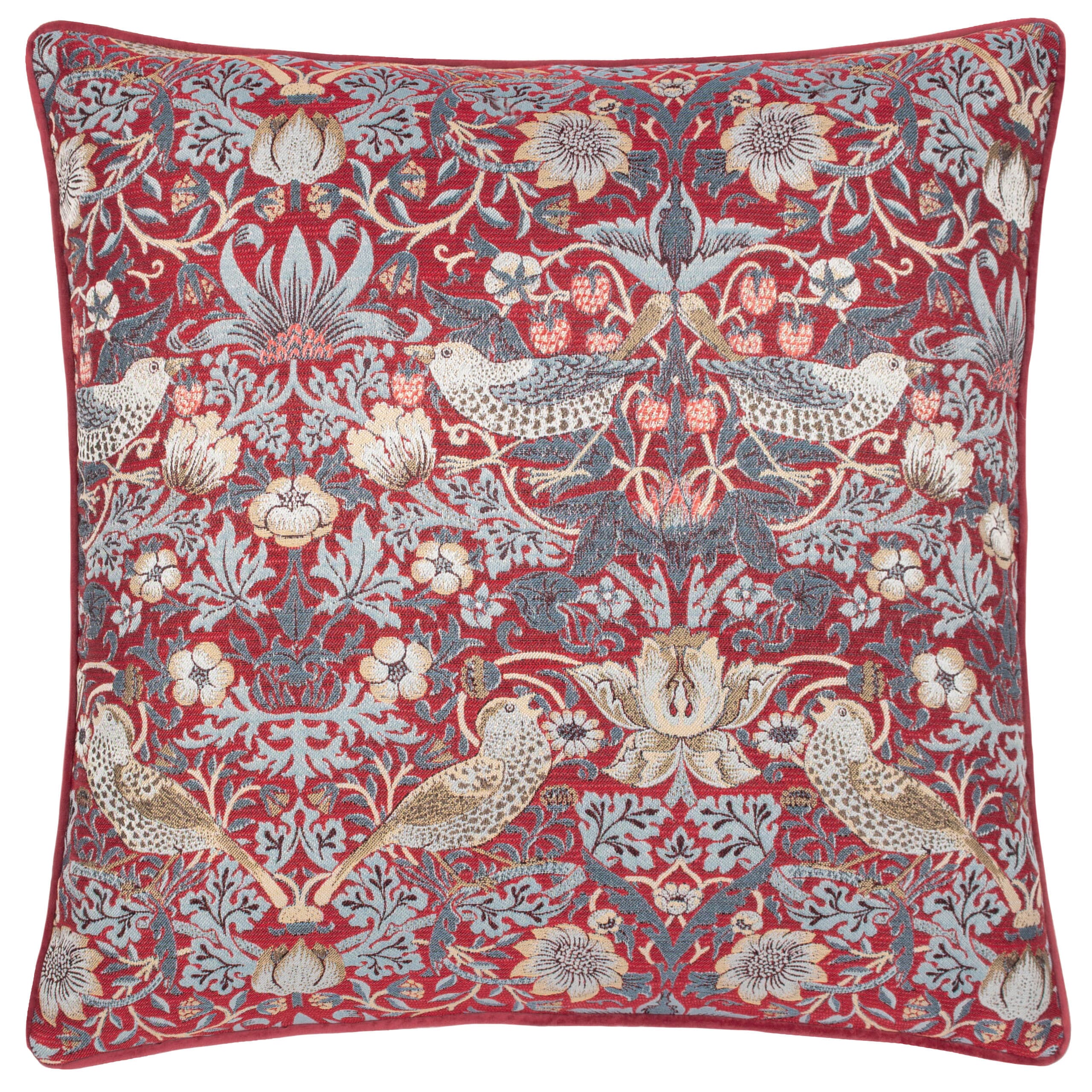 William Morris Cushions / Strawberry Thief Jacquard Berry Cushion