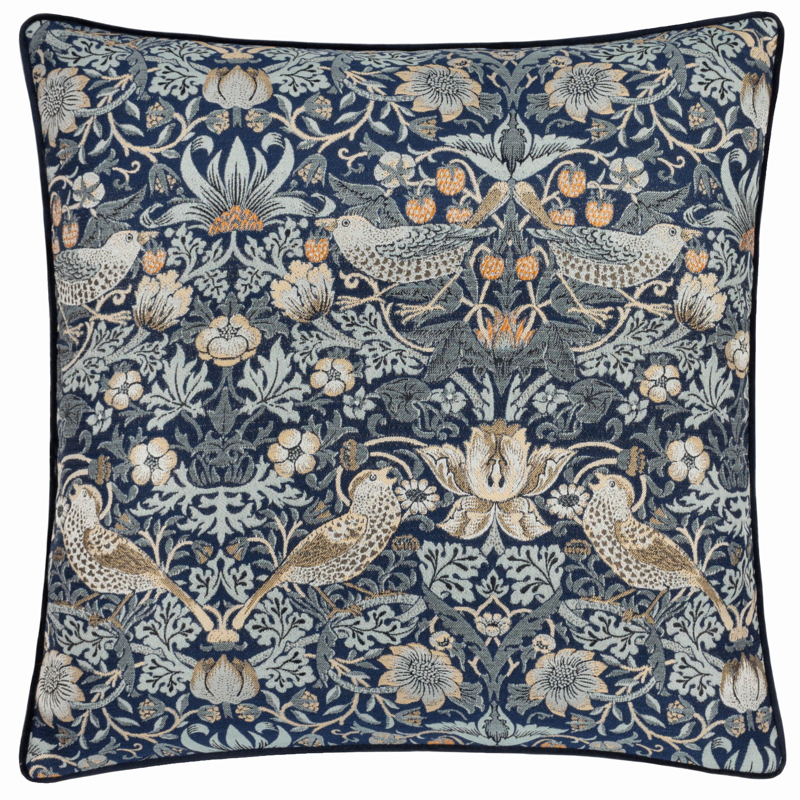 William Morris Cushions / Strawberry Thief Jacquard Forest Indigo Cushion