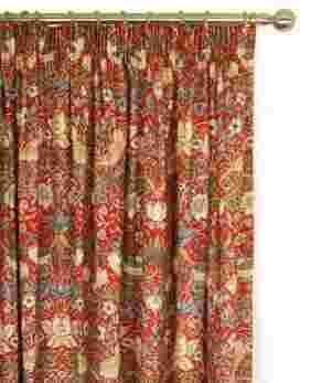 William Morris Curtains / Strawberry Thief - Crimson