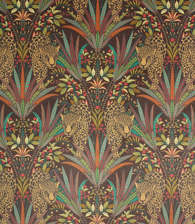 Carnelian Jungle Jaguar Fabric