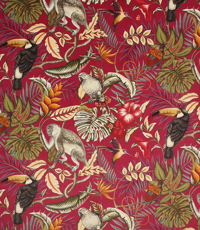 Cranberry Rainforest Velvet Fabric