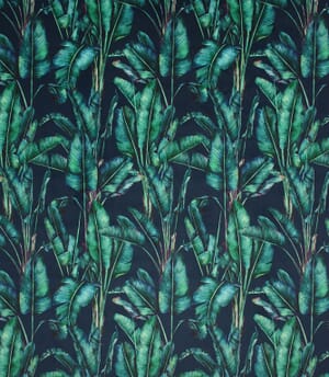 Palm Velvet Fabric / Navy