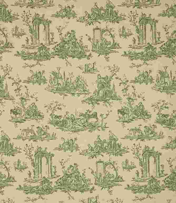 Sap Green French Toile Linen Fabric