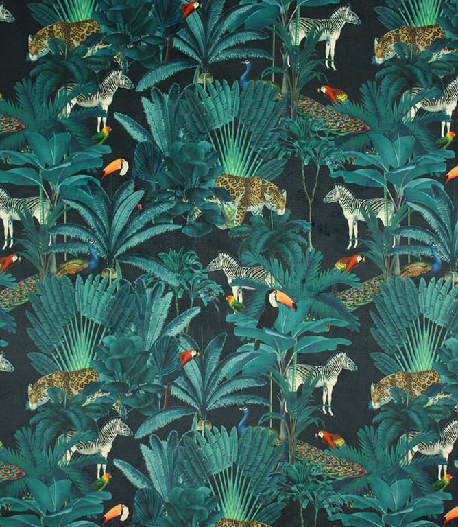 Teal Congo Velvet Fabric