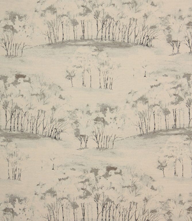 Charcoal Woodland Scene Fabric