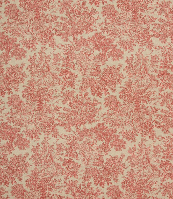 Red Zen Toile Linen Fabric