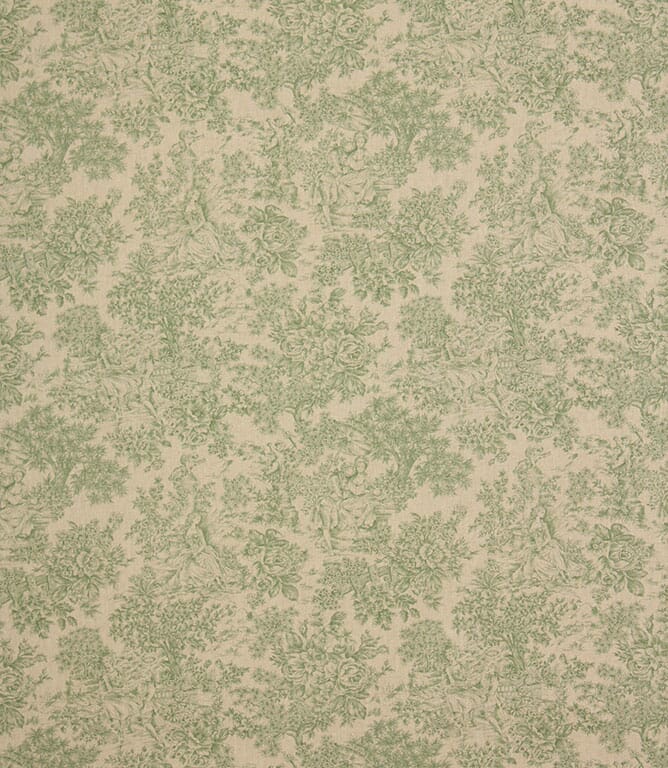 Green Zen Toile Linen Fabric