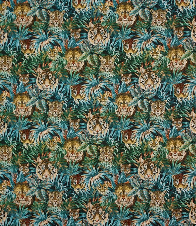 Emerald Big Cats Fabric