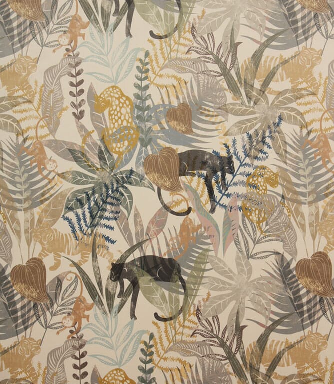 Taupe Mysterious Tiger Velvet Fabric