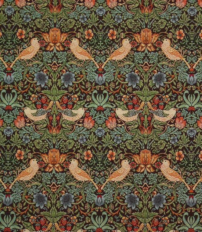 Black Strawberry Thief Tapestry Fabric