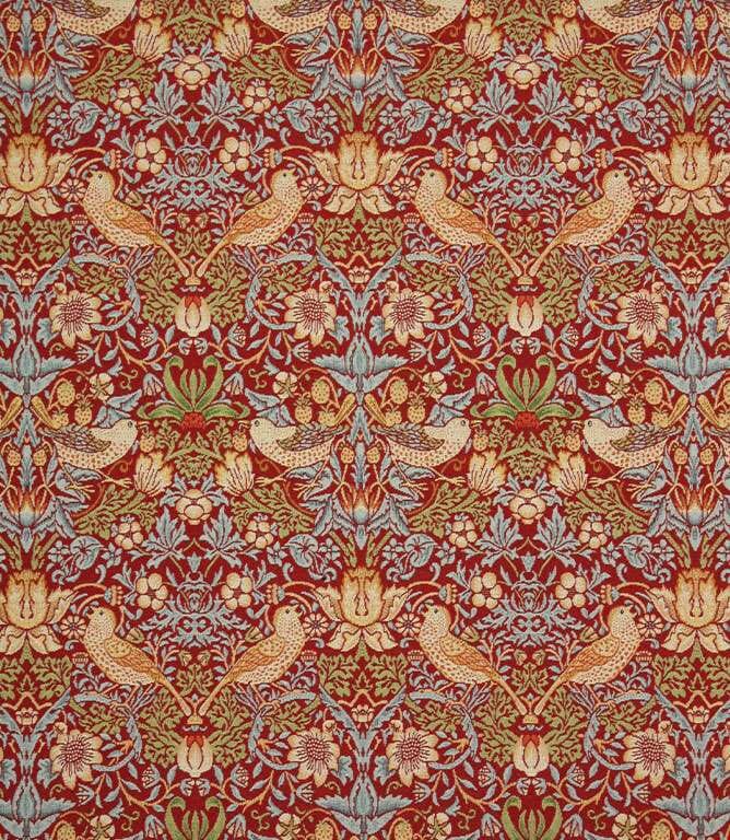 Wine Strawberry Thief Tapestry Fabric