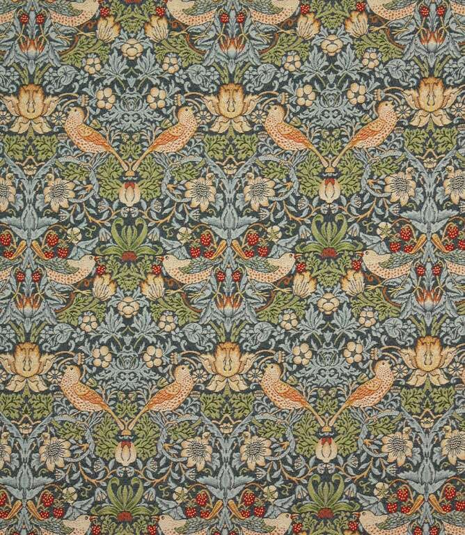 Navy Strawberry Thief Tapestry Fabric