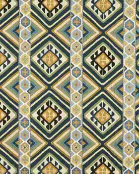 Morris & Co Dorothys Kilim Fabric / Sunflower / Tump Green Morris & Co Dorothys Kilim Fabric / Sunflower / Tump Green