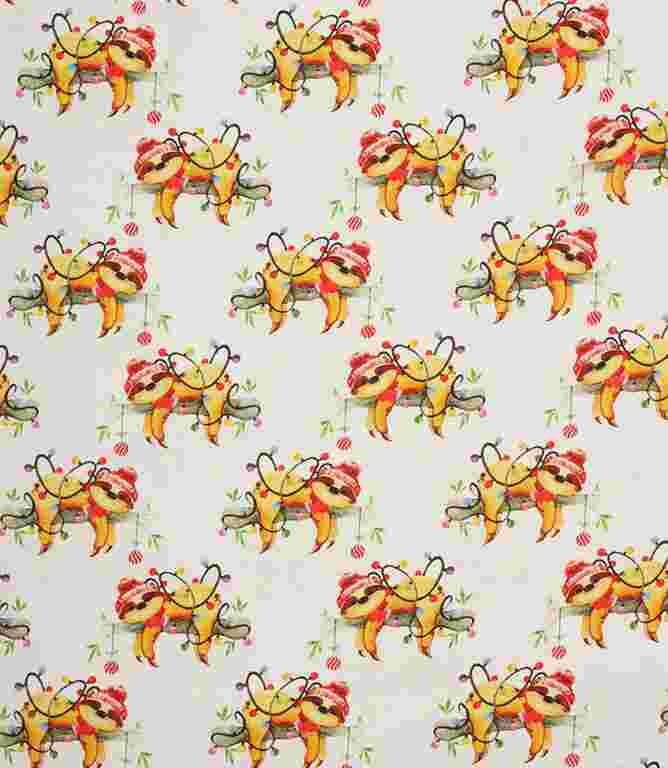 Red Festive Sloth Fabric