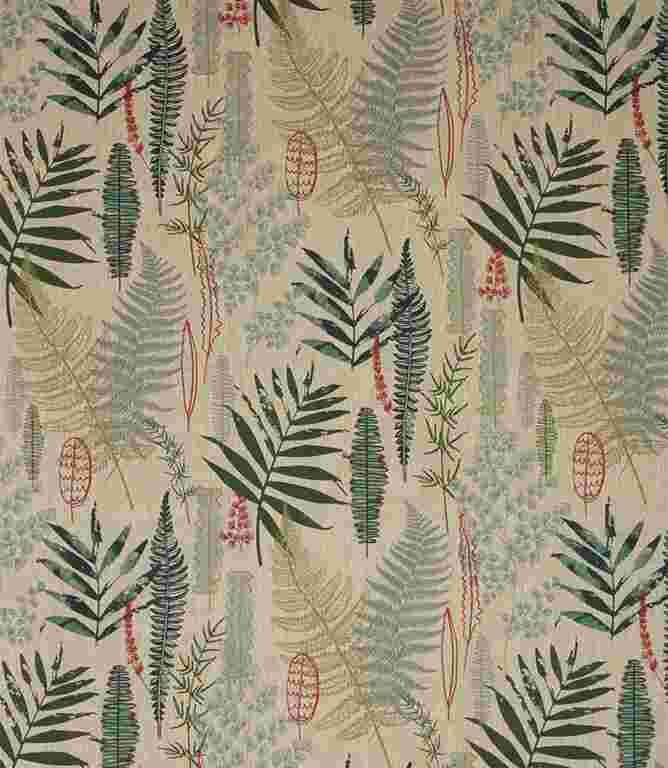 Eau De Nil / Duck Egg / Sap Green Tropical Leaves Linen Fabric