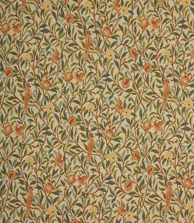 Beige Bird and Pomegranate Tapestry Fabric