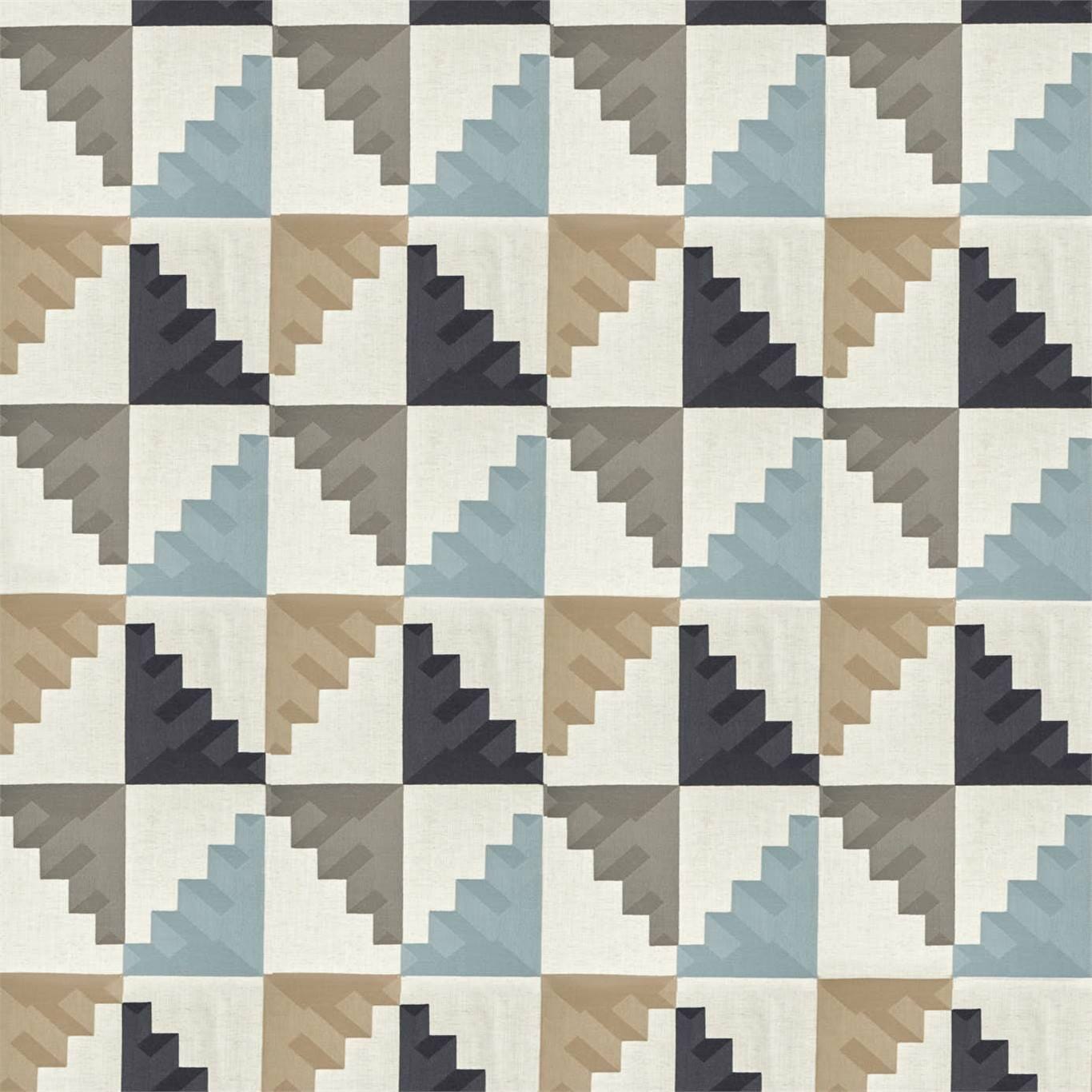 Sky / Maize / Charcoal  Mehari Fabric