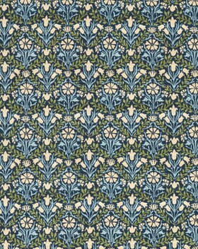 Morris & Co Bellflowers Fabric / Indigo / Thyme Morris & Co Bellflowers Fabric / Indigo / Thyme