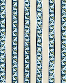 Morris & Co Red Car Stripe Fabric / Indigo / Linen Morris & Co Red Car Stripe Fabric / Indigo / Linen