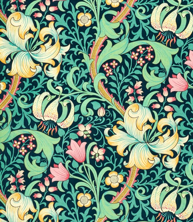 Galactic Ink Golden Lily Velvet Fabric