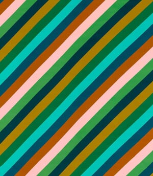 Sherbet Stripe Fabric / Emerald / Amber / Rose