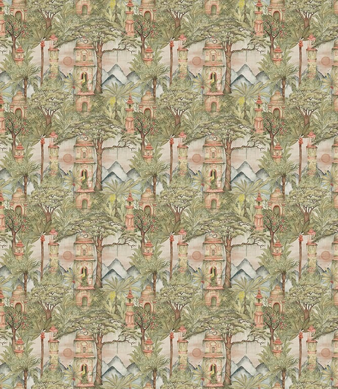 Green Eden Ruins Fabric