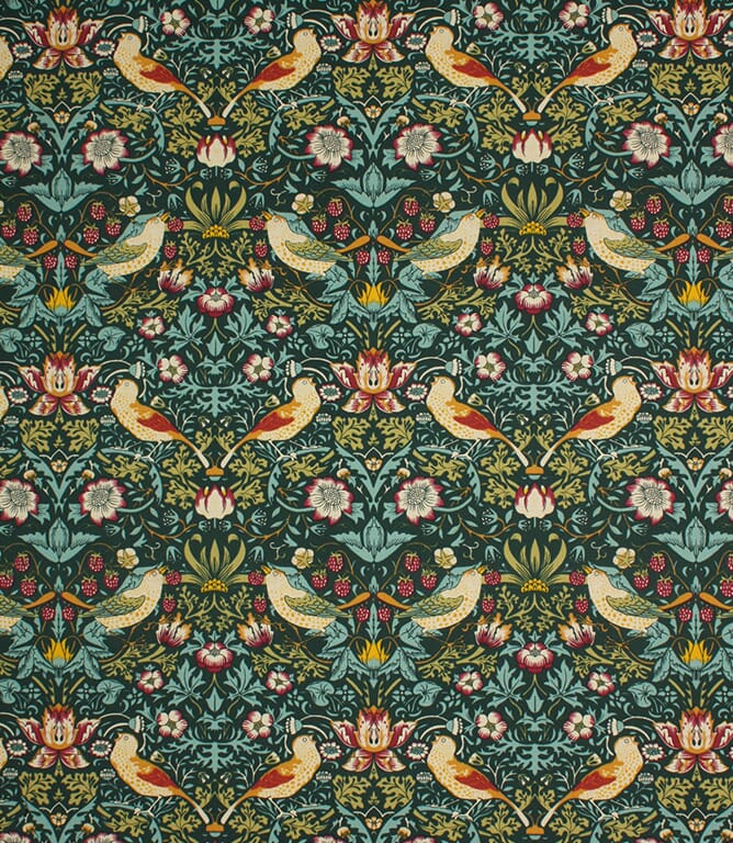 Strawberry Thief Fabric / Dark Green