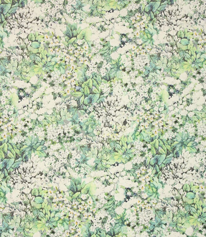 Green Wildflower Velvet Fabric