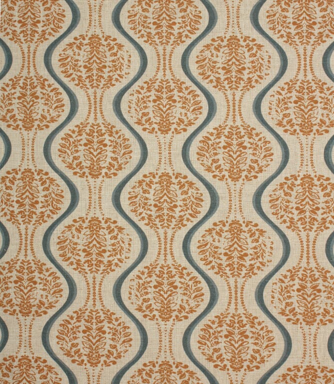 Linmere Fabric / Burnt Orange / Indigo