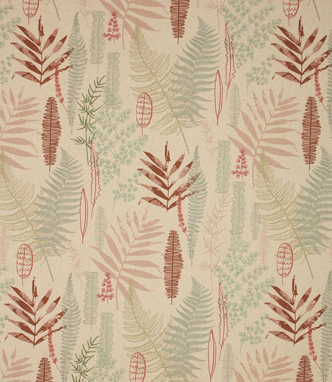 Eau De Nil / Pink Tropical Leaves Fabric