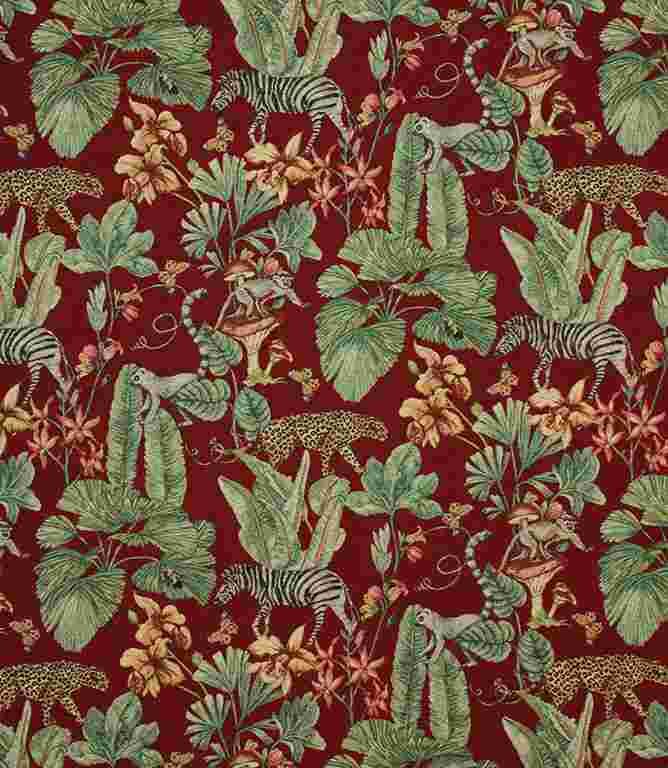 Red Tropical Forest Tapestry Fabric