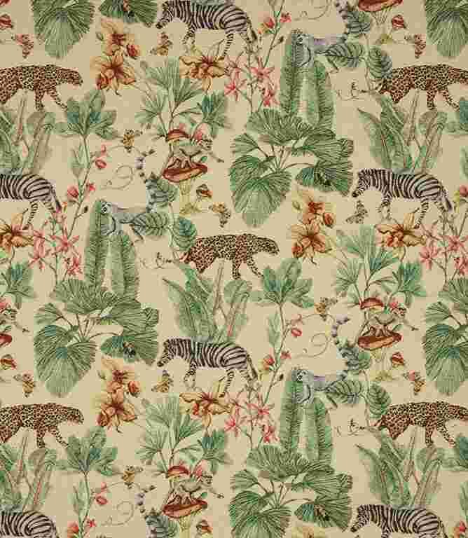 Cream Tropical Forest Tapestry Fabric