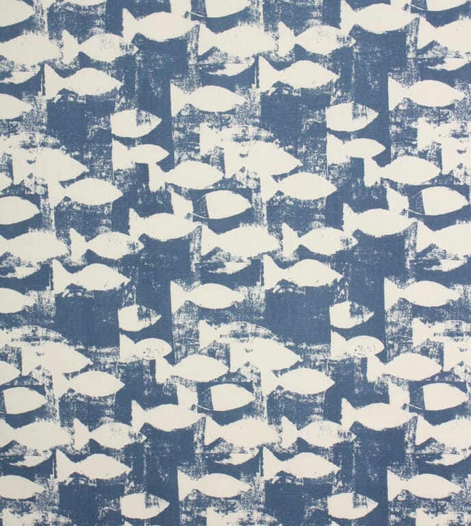 Indigo Sardines Fabric