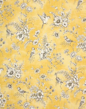 Finch Toile Fabric / Buttercup Finch Toile Fabric / Buttercup
