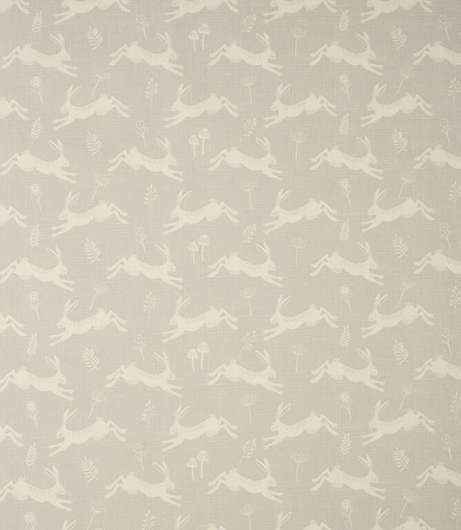 Silver Hopping Hares Fabric